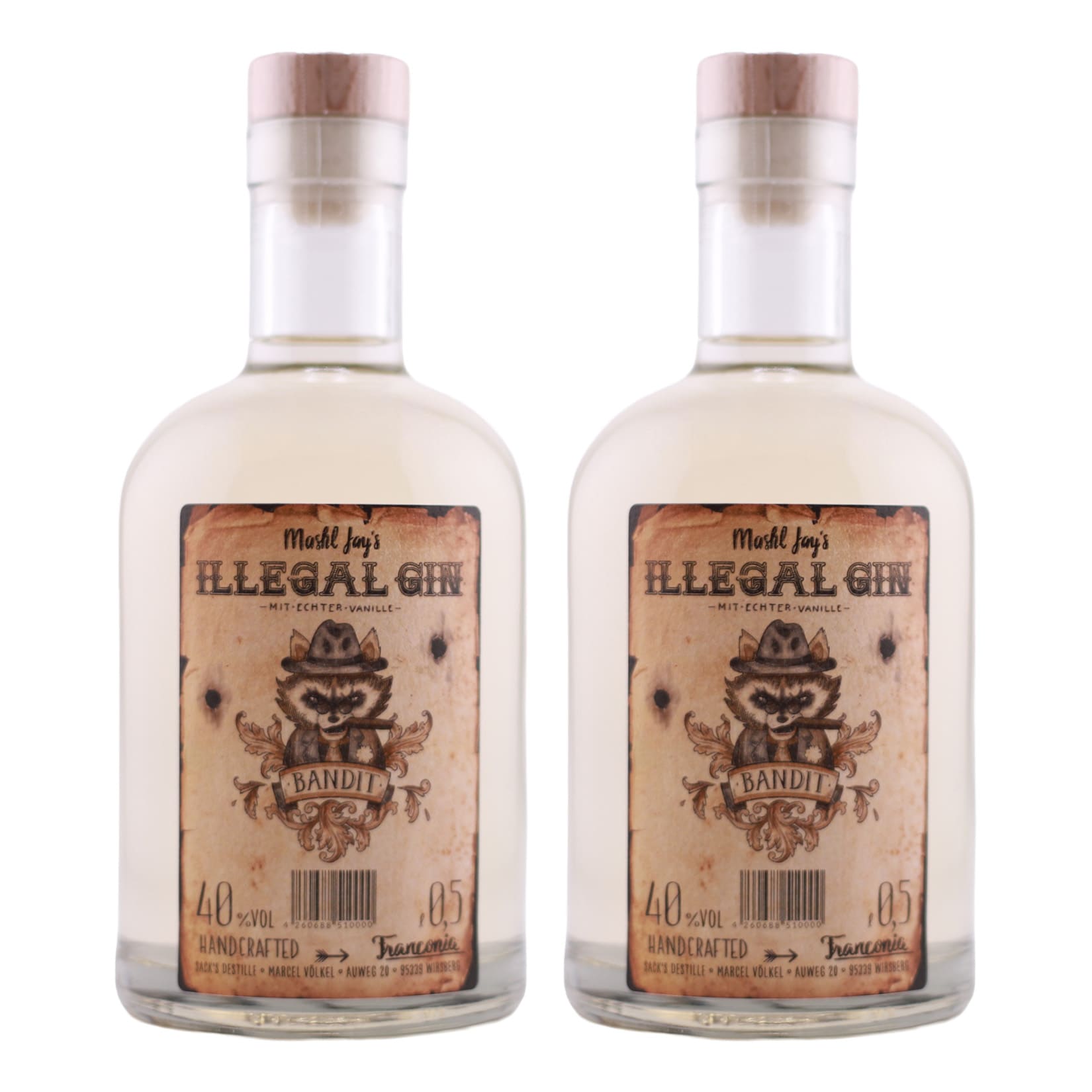 Sack&acute;s Destille Illegal Gin - Bandit 40 % vol 0,5 Liter, 2er Pack - Bild 1