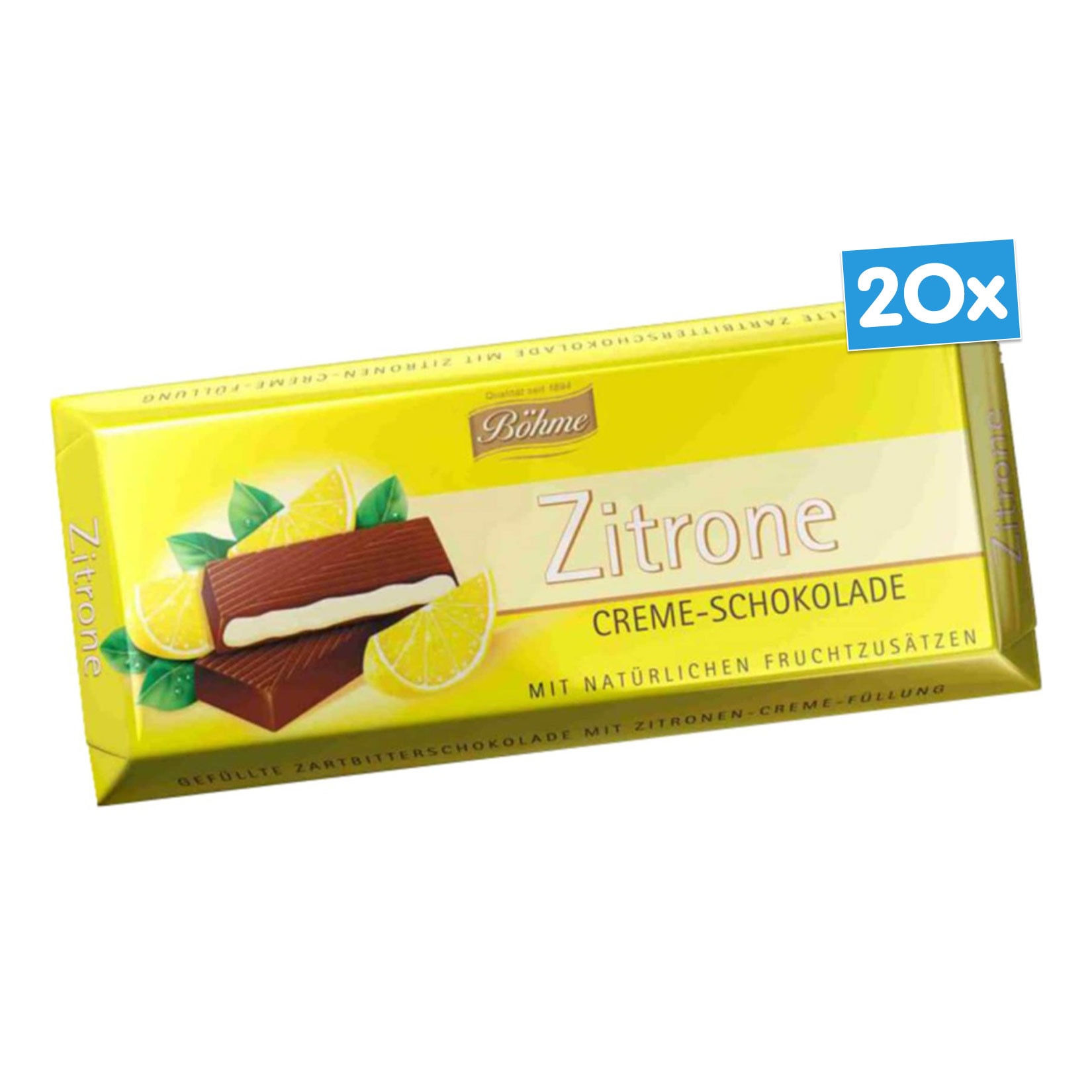 B&ouml;hme Zitronen Schokolade 100 g, 20er Pack - Bild 1