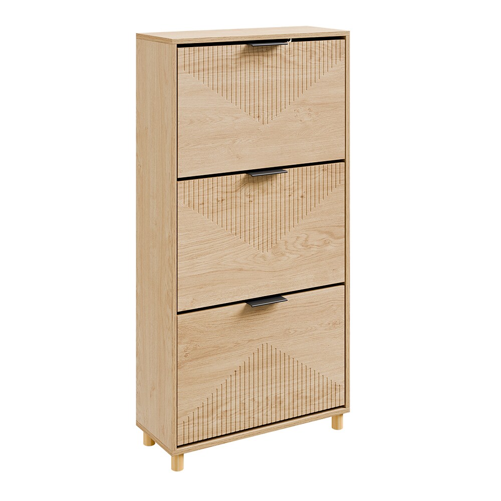 SoBuy Schuhschrank 3 drawers Hell Eiche 60x24x120cm Modern