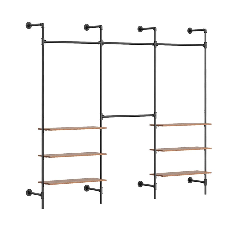 SoBuy Garderobenst&auml;nder Mit 6 Ablagen Schwarz 265x48x220cm Modern - Bild 1
