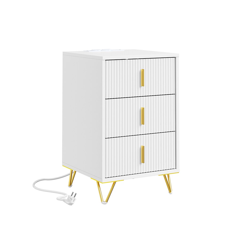 SoBuy Nachttisch mit 3 Schubladen Wei&szlig; 40x36x63cm Modern - Bild 1