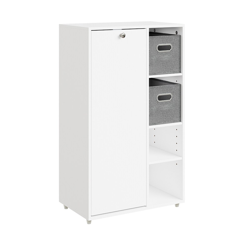 SoBuy Wäscheschrank mit 1 Tür Weiß 50x30x85cm Modern
