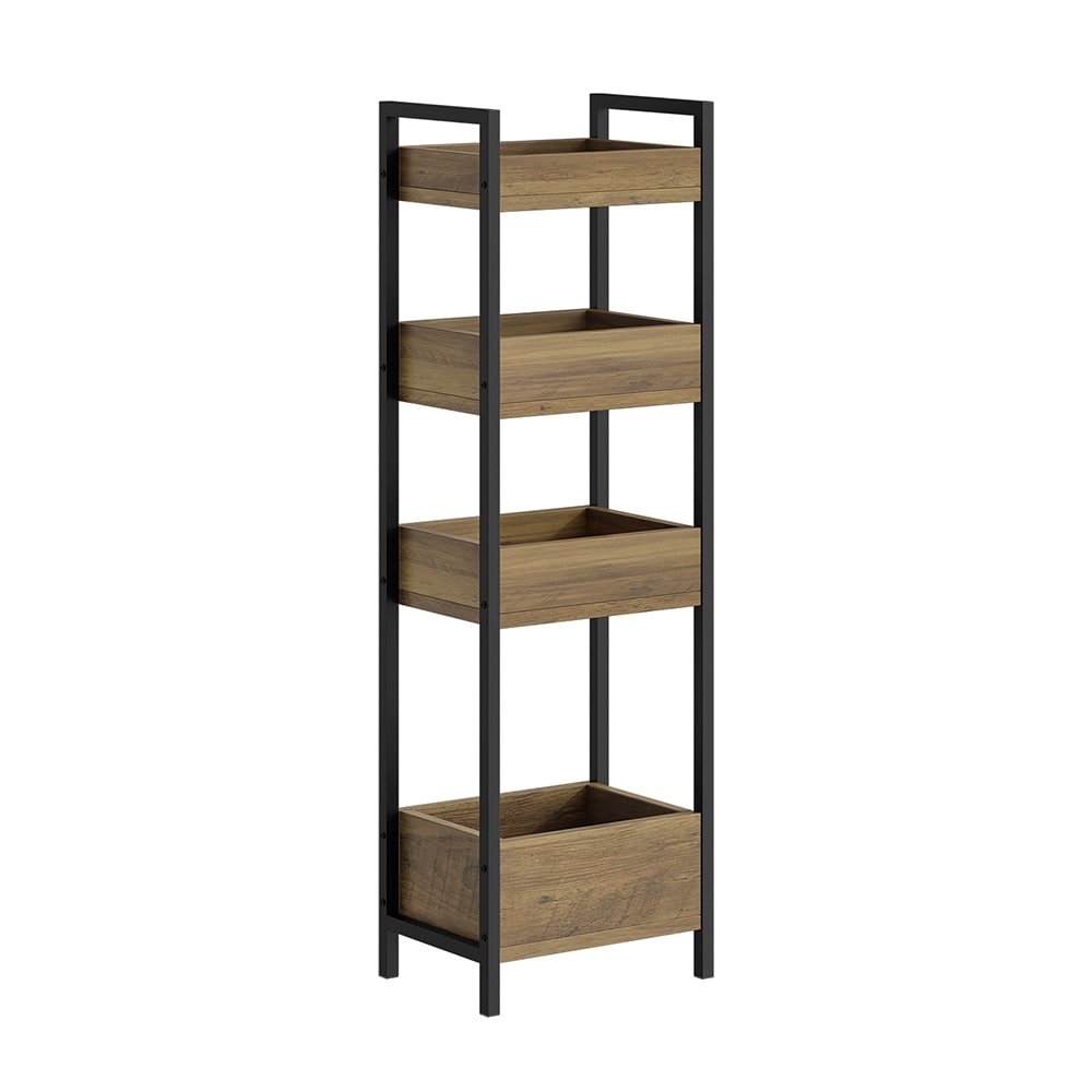SoBuy B&uuml;cherregal mit 4 Ablagen Braun 28x20x90cm Modern - Bild 1