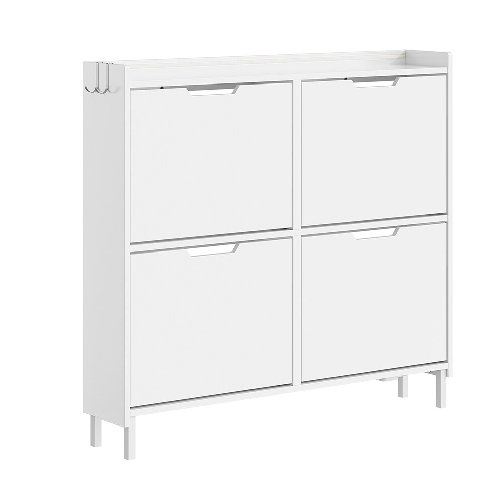 SoBuy Schuhschrank 4 Türen Weiß 80x30x100cm Modern