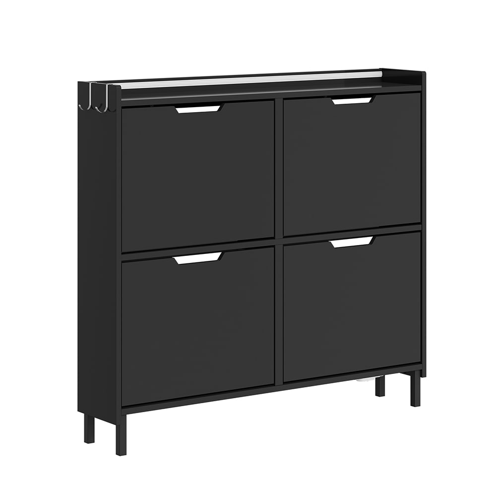 SoBuy Schuhschrank 4 T&uuml;ren Schwarz 97x46x93cm Modern - Bild 1