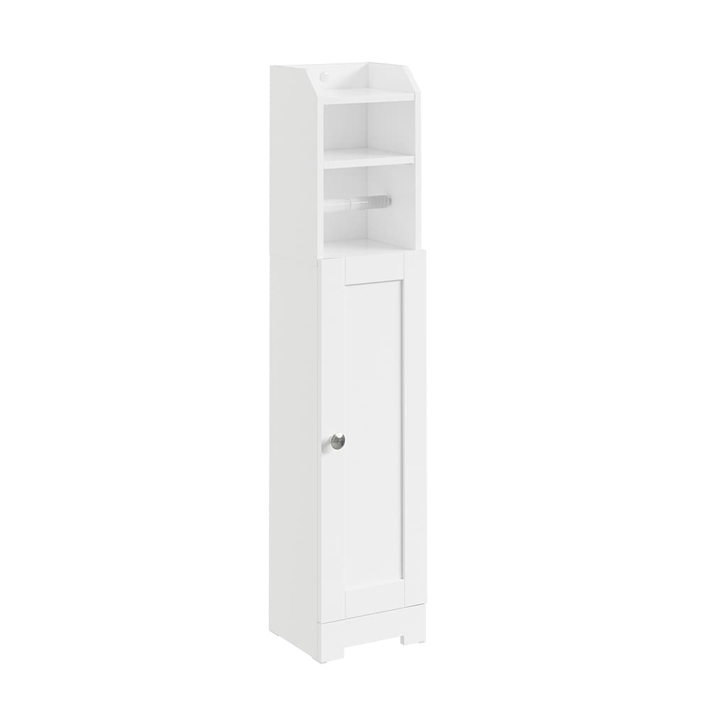 SoBuy Toilettenschrank mit Toilettenpapierhalter 1 door Wei&szlig; 20x18x95cm Modern - Bild 1