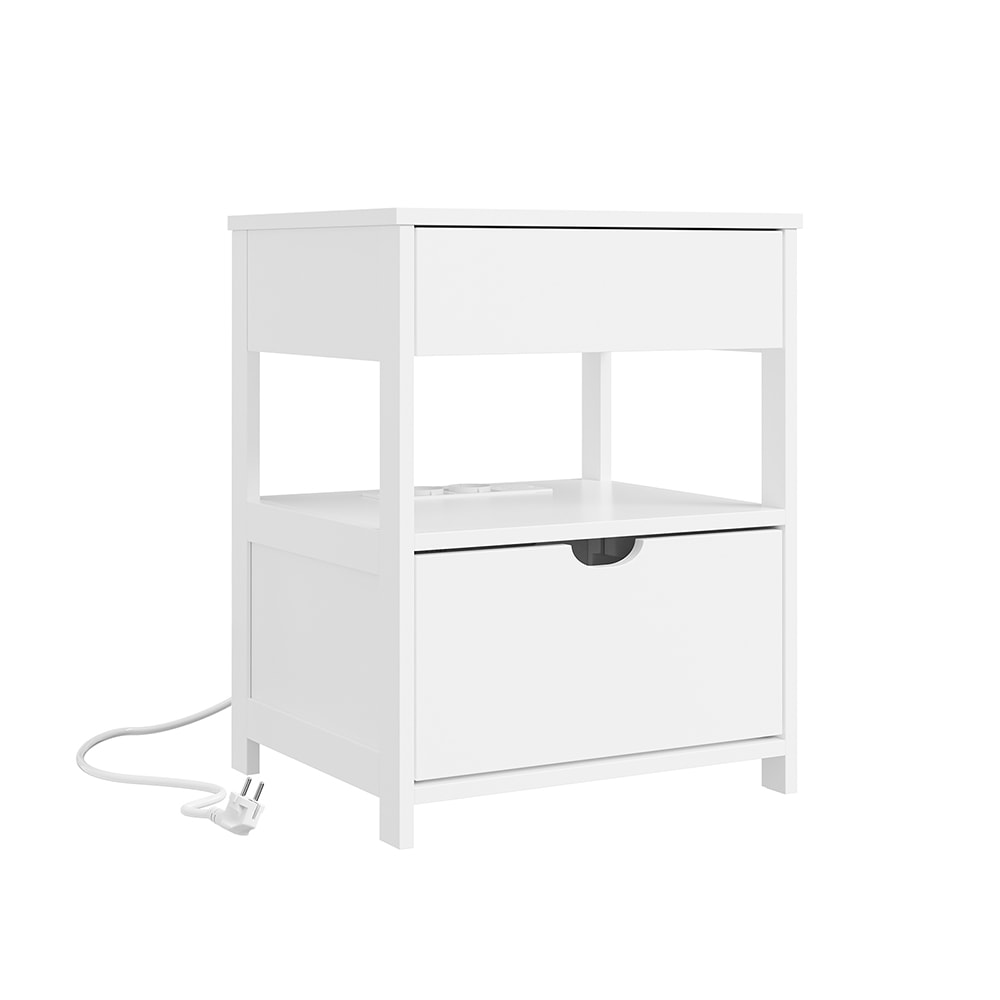 SoBuy Nachttisch mit 2 Schubladen Wei&szlig; 45x38x55cm Modern - Bild 1