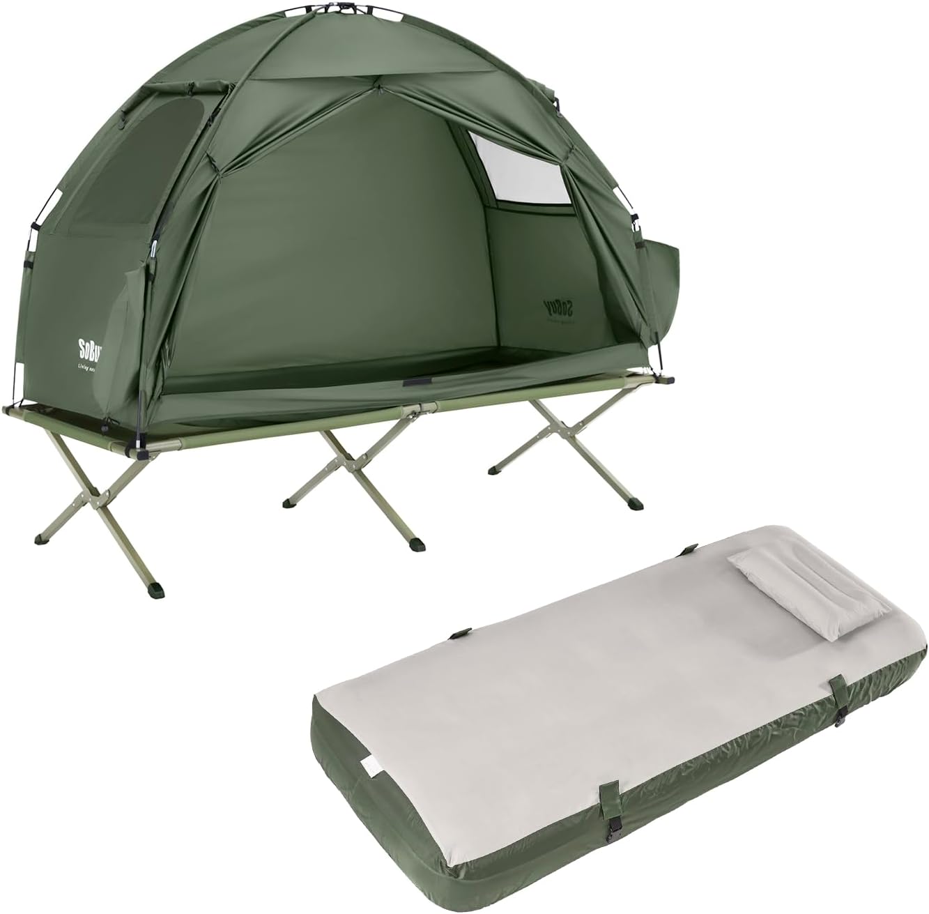SoBuy Campingzelt mit 1 T&uuml;r Dunkelgr&uuml;n 193x86x160cm Funktional - Bild 1