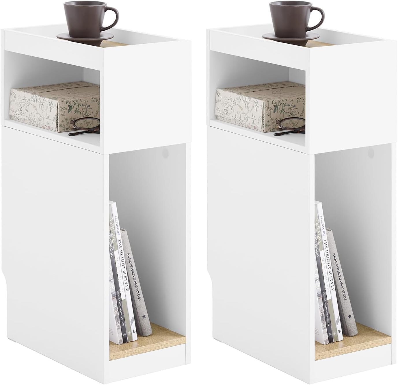 SoBuy Nachttisch mit 1 Ablage Weiß 35x20x60cm Minimalistisch