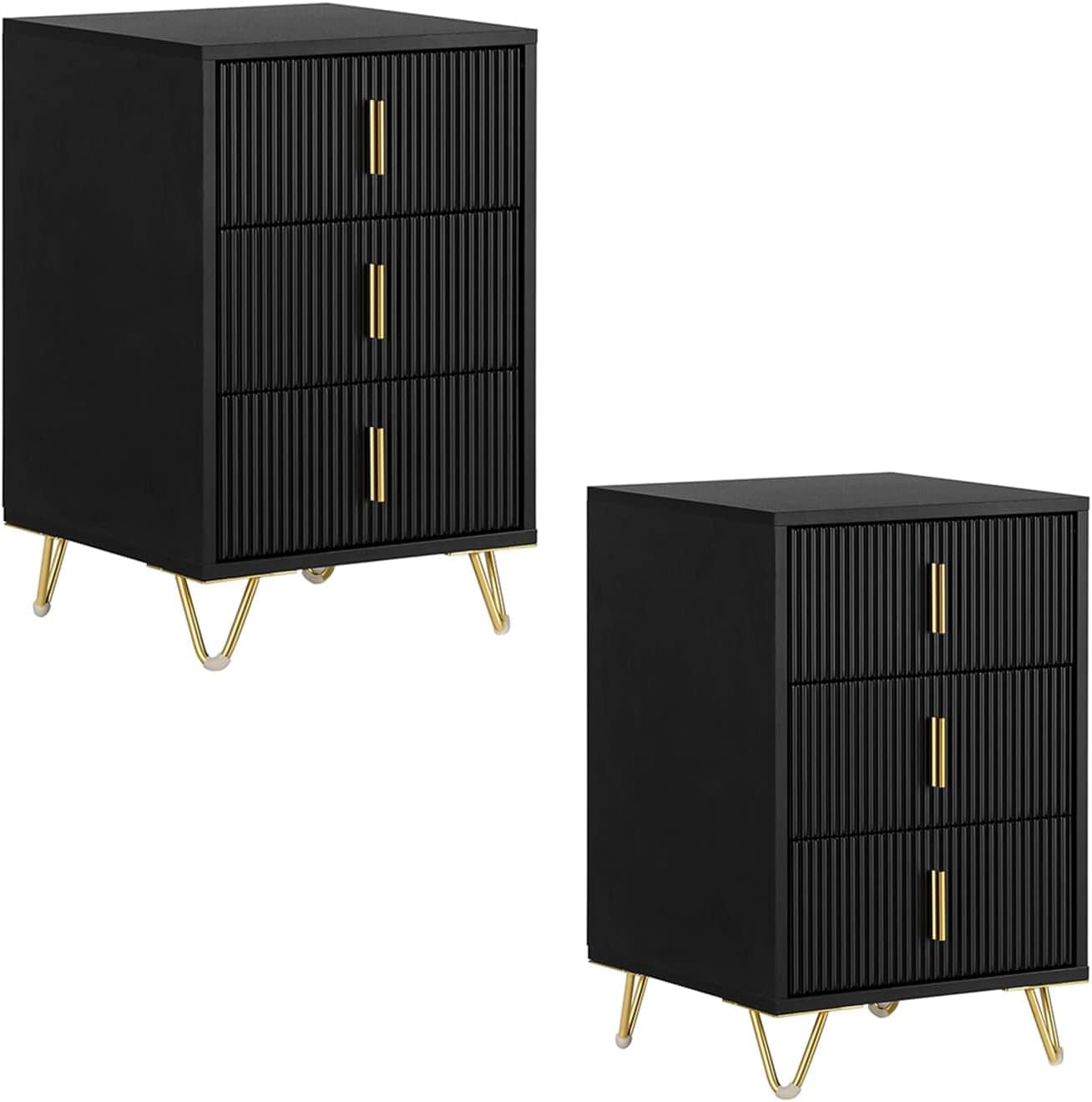 SoBuy Nachttisch mit 3 Schubladen Schwarz 40x36x63cm Modern - Bild 1