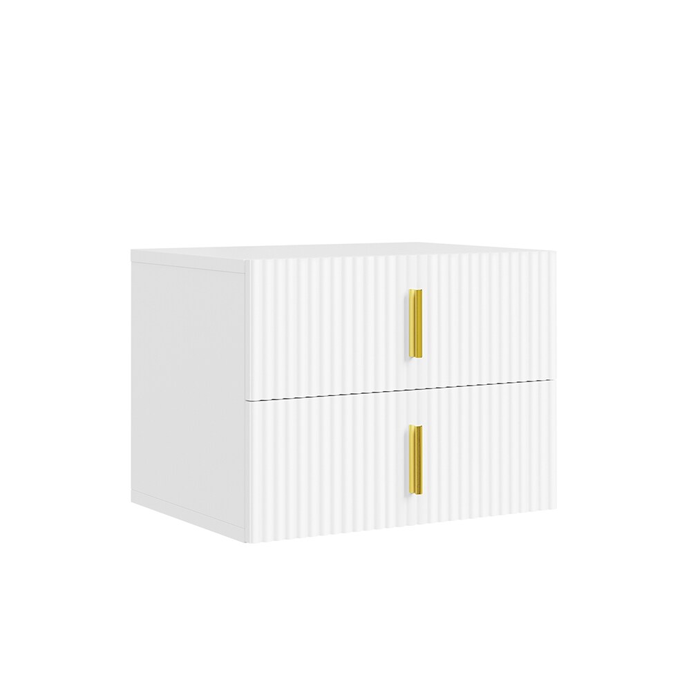 SoBuy Nachttisch mit 2 Schubladen Weiß 40x30x30cm Modern