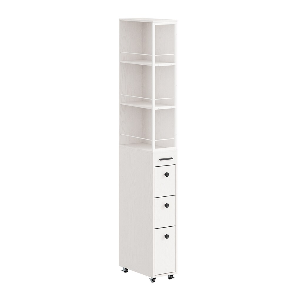 SoBuy Schmale Kommode mit 4 Schubladen Cremeweiß 40x20x170cm Modern