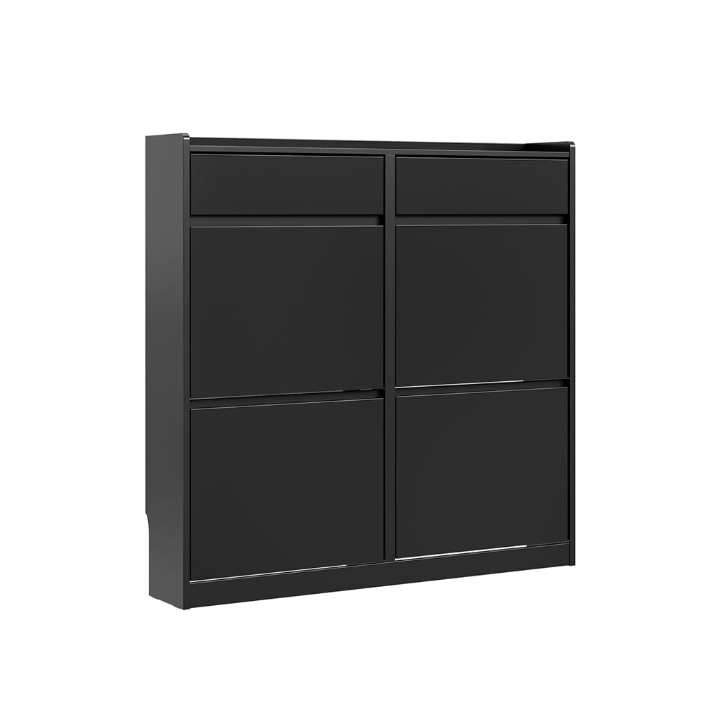 SoBuy Schuhschrank mit 2 Schubladen Schwarz 98x19x95cm Modern - Bild 1