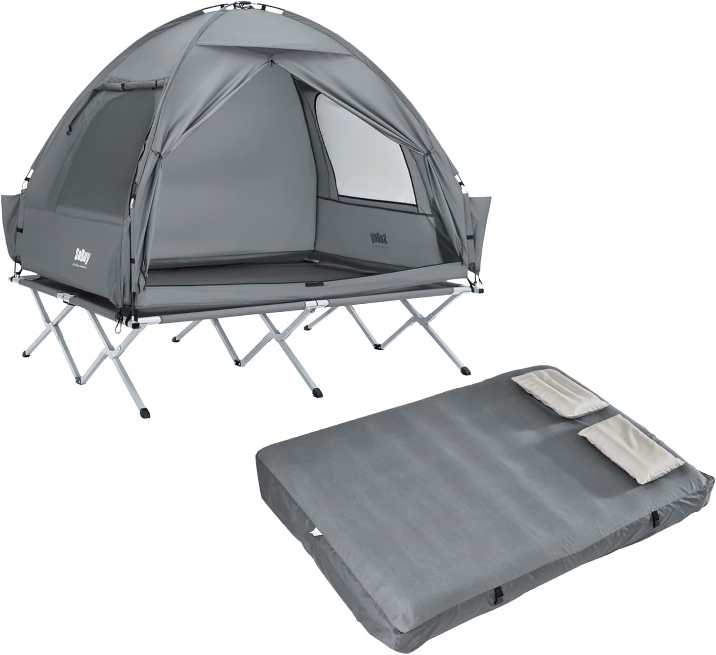 SoBuy Campingzelt mit 2 T&uuml;ren Grau 193x145x188cm Funktional - Bild 1