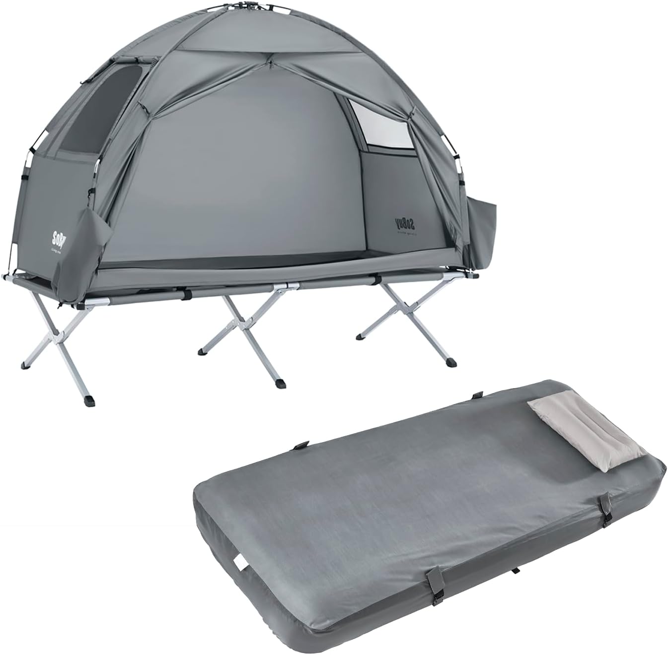 SoBuy Campingzelt mit 1 T&uuml;r Hellgrau Funktional - Bild 1
