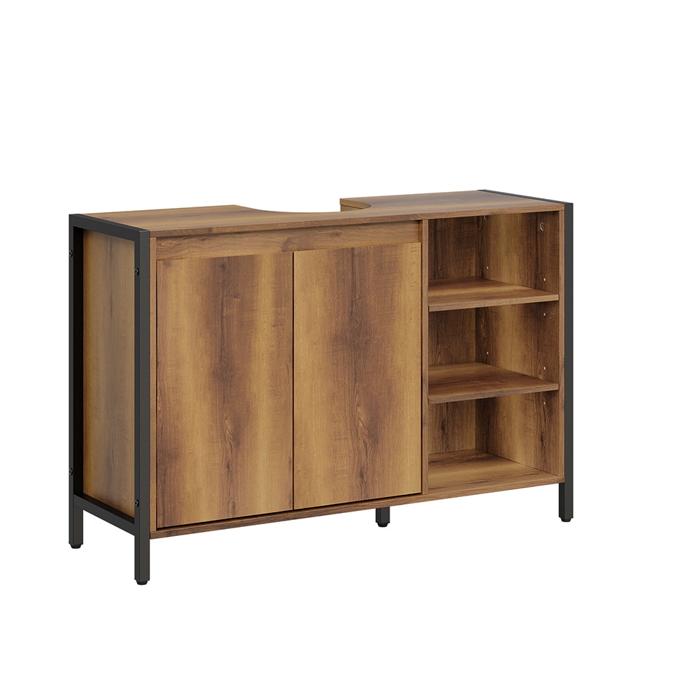 SoBuy Badm&ouml;bel mit Waschbecken, 2 T&uuml;ren Hellbraun 90x30x60cm Modern - Bild 1