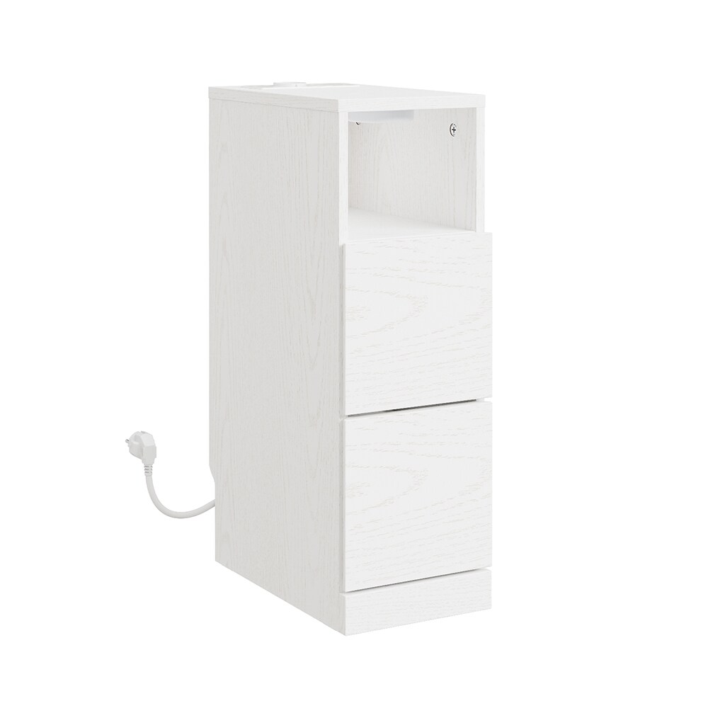SoBuy Nachttisch mit 2 Schubladen Cremewei&szlig; 35x20x60cm Modern - Bild 1