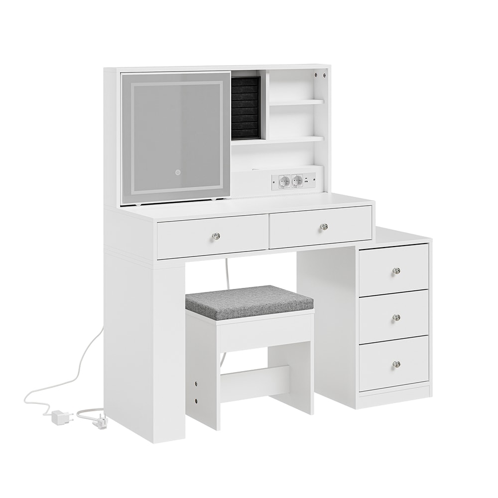 SoBuy Schreibtisch mit 5 Schubladen Wei&szlig; 120x40x127cm Modern - Bild 1