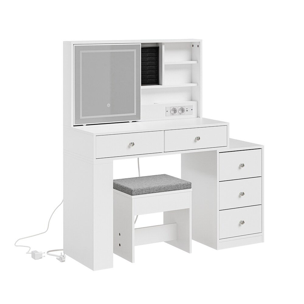 SoBuy Schreibtisch mit 5 Schubladen Weiß 120x40x127cm Modern