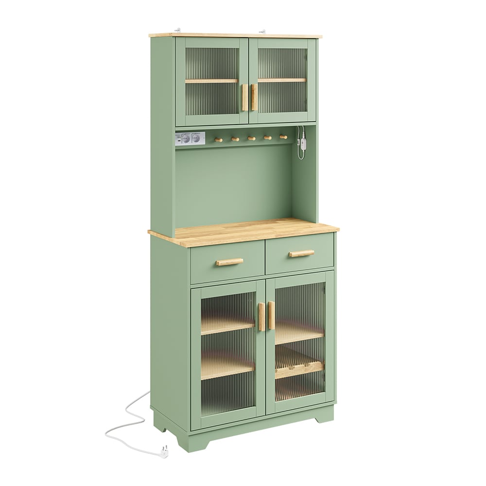 SoBuy K&uuml;chenschrank, Aufbewahrungsschrank, Barhockerschrank mit 2 Schubladen Gr&uuml;n 78x38x180cm - Bild 1
