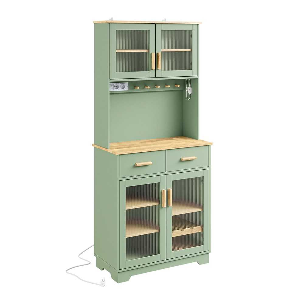 SoBuy Küchenschrank, Aufbewahrungsschrank, Barhockerschrank mit 2 Schubladen Grün 78x38x180cm