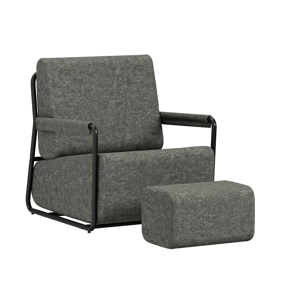 SoBuy Sessel, Lesesessel, Armlehnstuhl mit Hocker Dunkelgrau 74x67x78cm Modern - Bild 1
