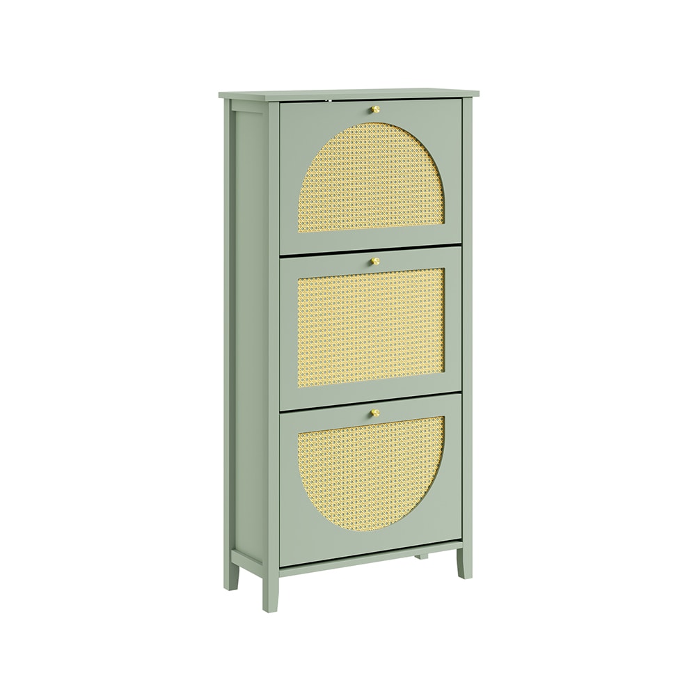 SoBuy Schuhschrank, Schuhregal, Schuhkipper mit 3 T&uuml;ren Gr&uuml;n 62x25x121cm Modern - Bild 1