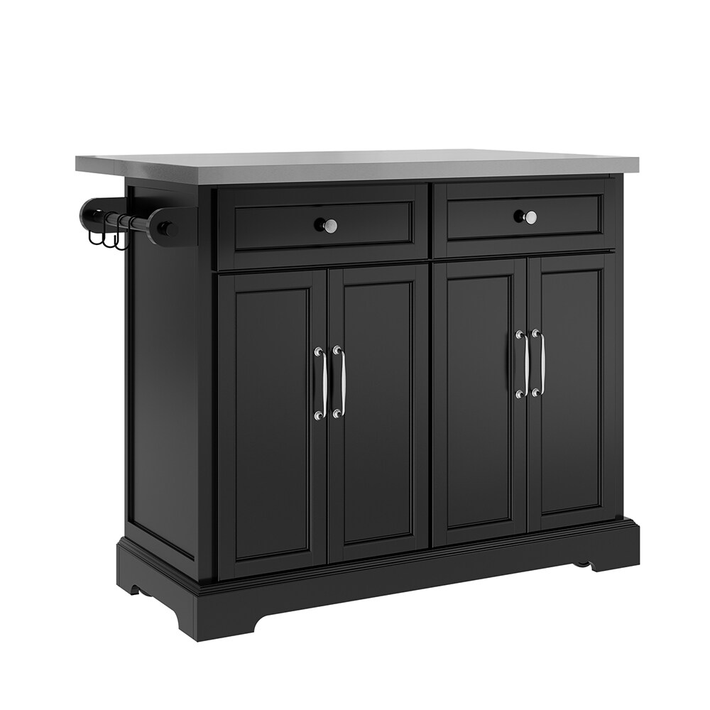 SoBuy Küchenwagen mit 2 Schubladen Schwarz 107x71x92cm Modern