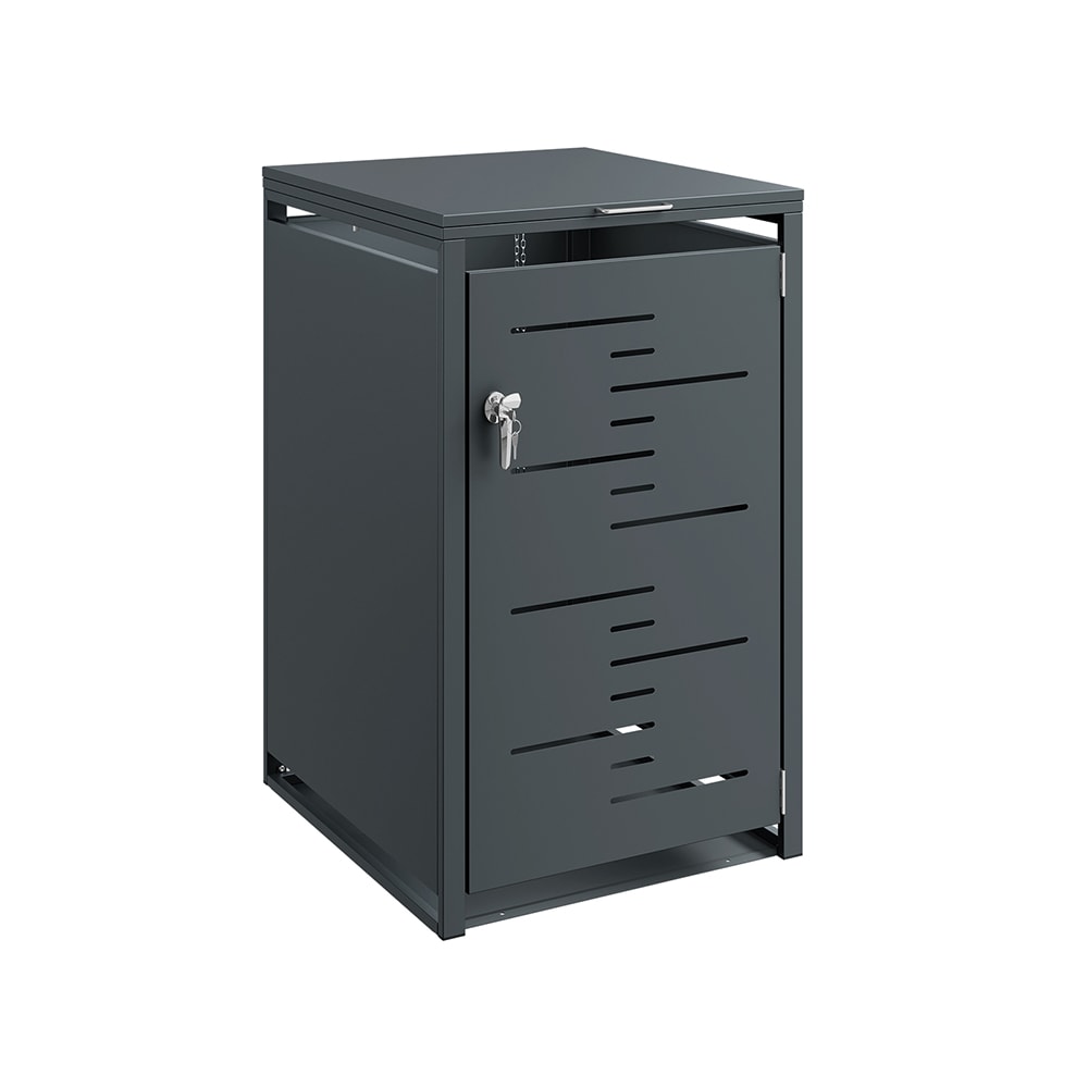 SoBuy M&uuml;lltonnenbox mit R&auml;dern Dunkelgrau 69x80x116cm - Bild 1