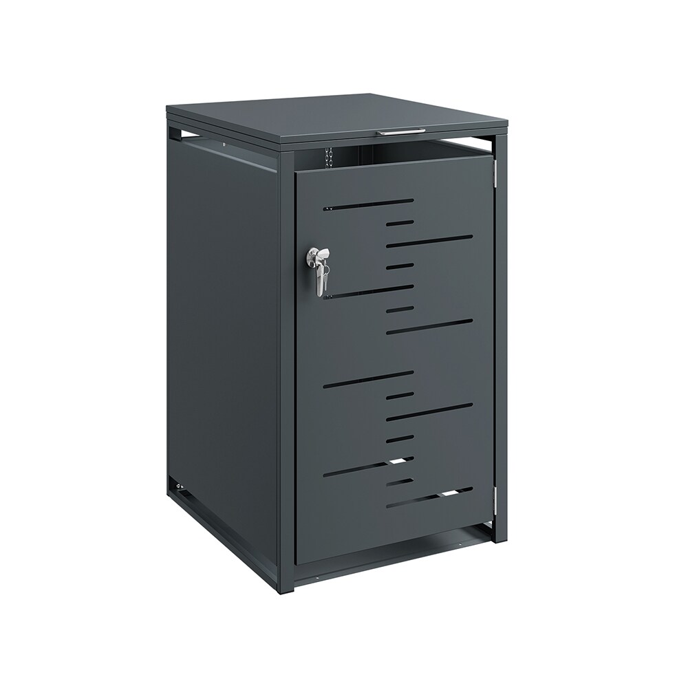 SoBuy Mülltonnenbox mit Rädern Dunkelgrau 69x80x116cm