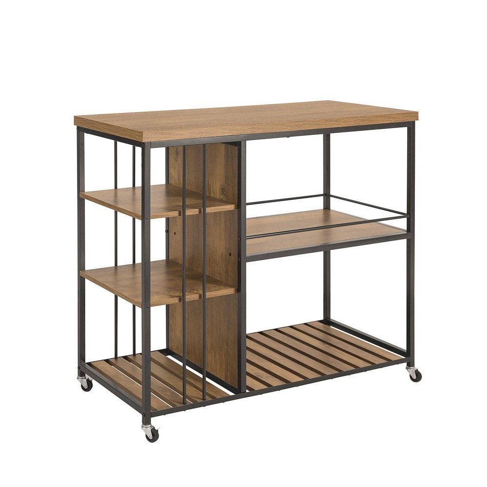 SoBuy K&uuml;cheninsel mit 3 Regalb&ouml;den Braun 108x45x92cm Industriell - Bild 1