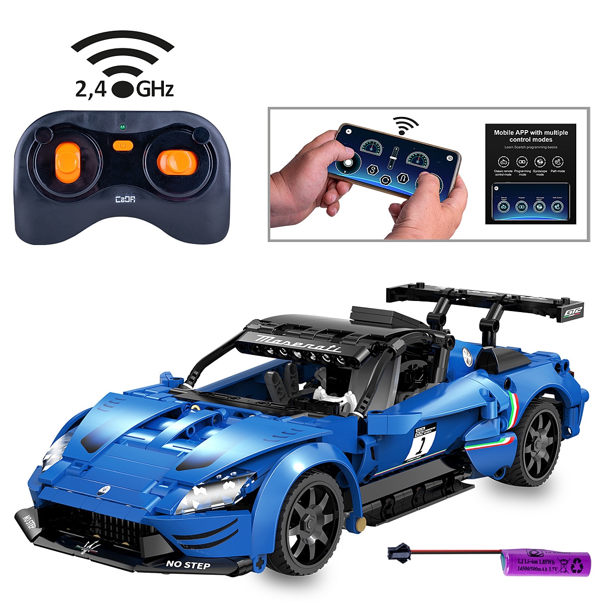 JAMARA-402936 CaDA Maserati GT2 1:14 blau 2,4GHz Bricks - Bild 1