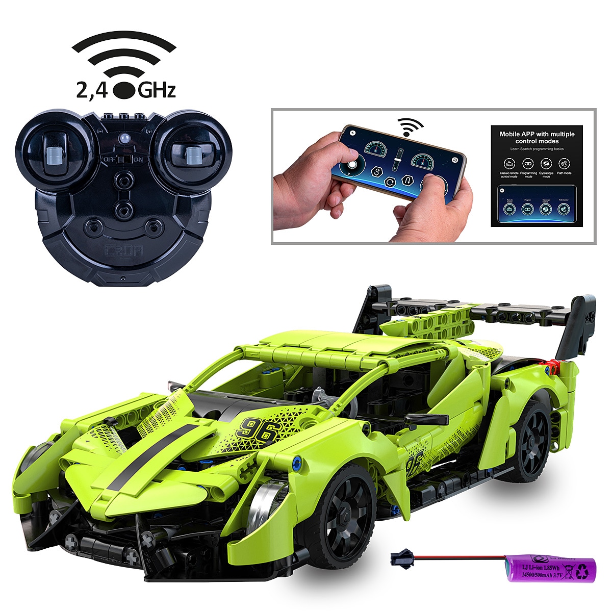 JAMARA-402937 CaDA Phantom Ghost 1:14 gr&uuml;n 2,4GHz Bricks - Bild 1