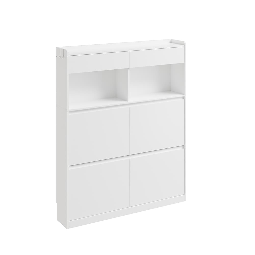 SoBuy Schuhschrank mit Schuhkipper und 2 Schubladen Wei&szlig; 98x19x120cm Minimalistisch - Bild 1