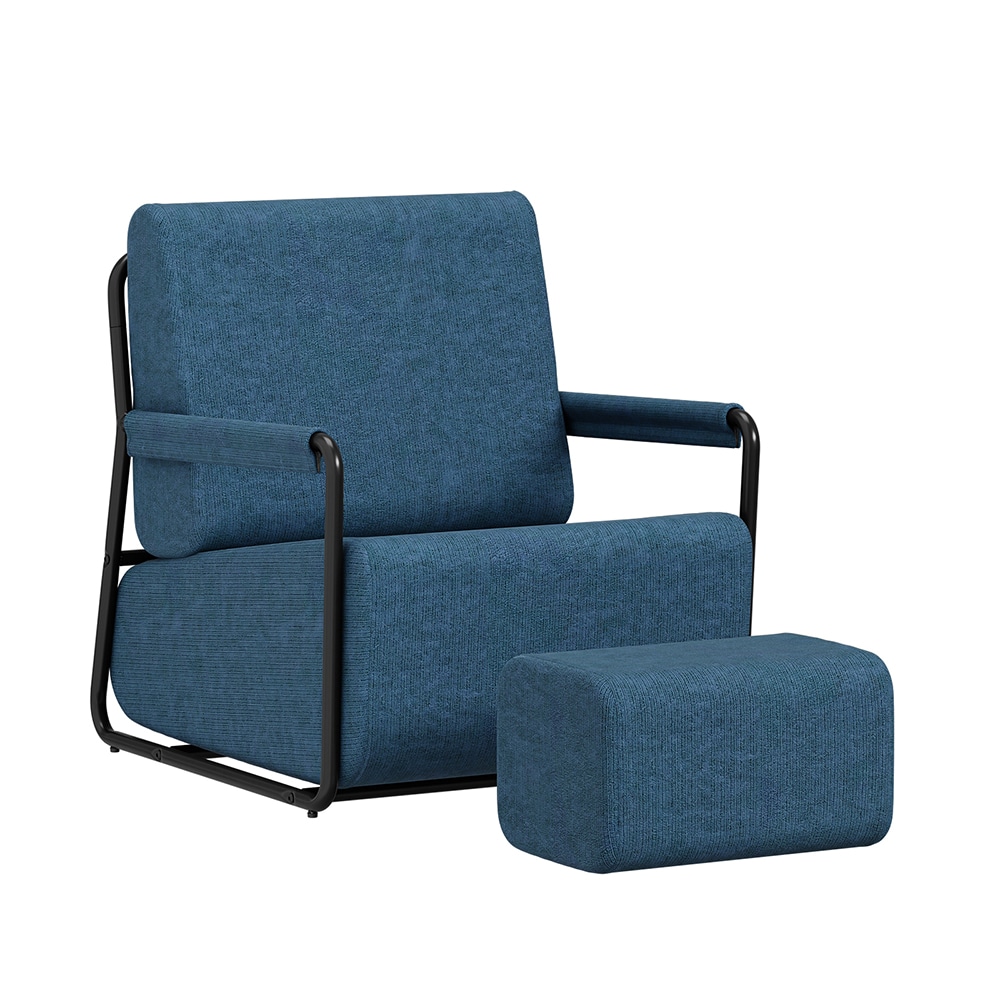 SoBuy Sessel, Lesesessel, Einzelstuhl mit 4 elastischen B&auml;ndern Dunkelblau 59,5x67x78cm - Bild 1