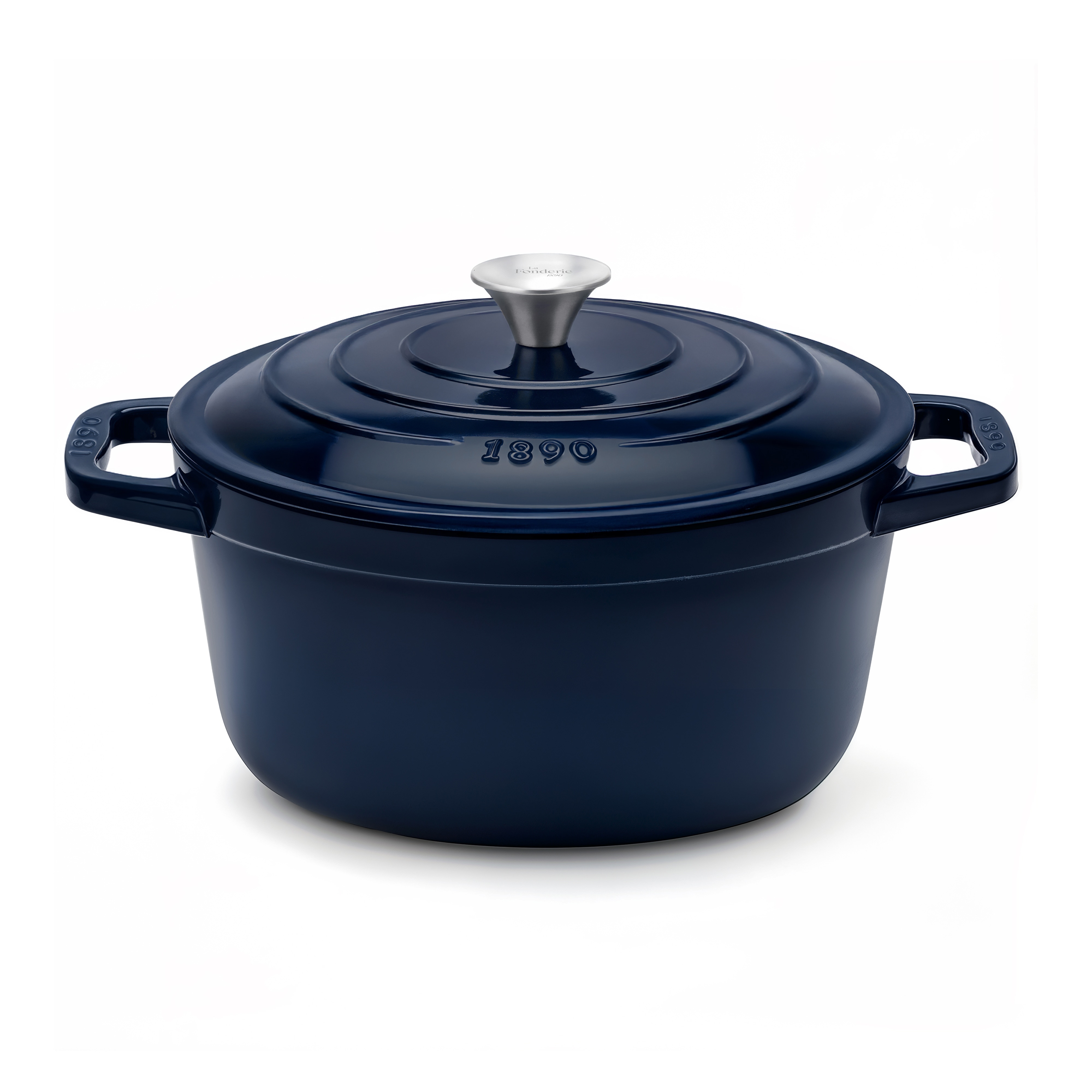 La Fonderie 1890 Runder Schmortopf ALMA22 aus emailliertem Gusseisen 22 cm, Fassungsverm&ouml;gen 3,3 L, Marineblau - Bild 1