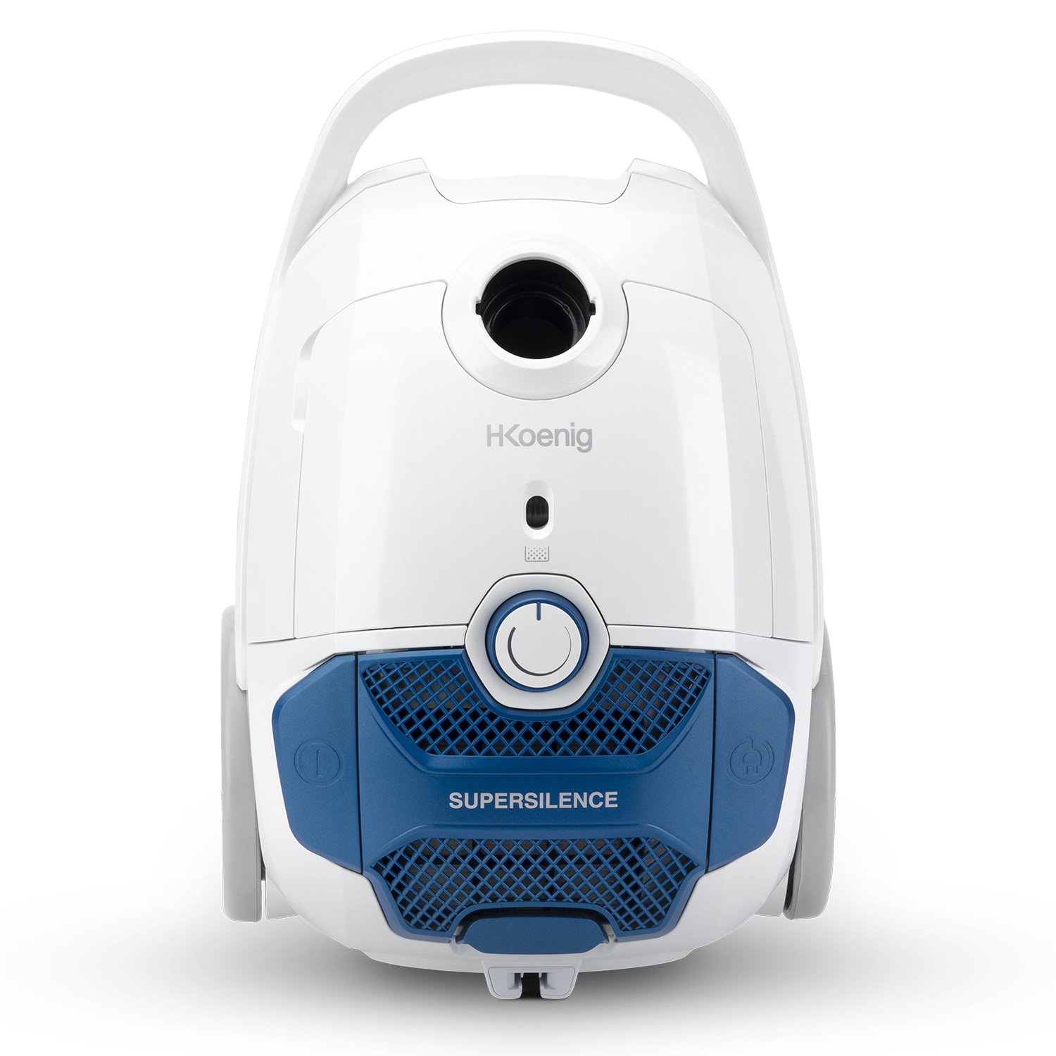 H.Koenig AXO800 Staubsauger mit Beutel, 3 l, leistungsstark, HEPA-Filter H12, ger&auml;uscharm 68 dB, wei&szlig;/blau - Bild 1
