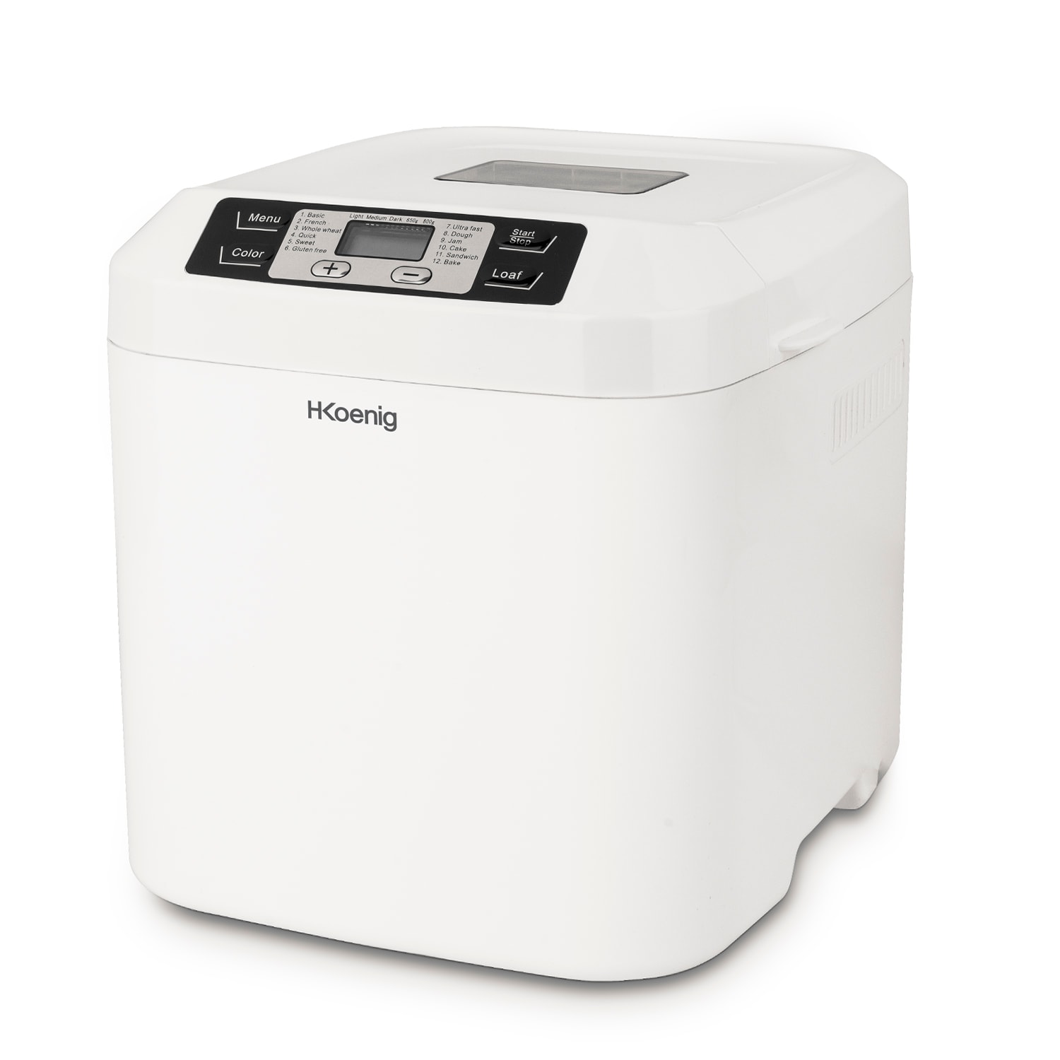 H.Koenig BAKE320 Brotbackautomat, 12 Programme, 2 Brotgr&ouml;&szlig;en, glutenfreies Programm, Startzeitvorwahl und Warmhaltefunktion, LCD-Display, 550 Watt - Bild 1