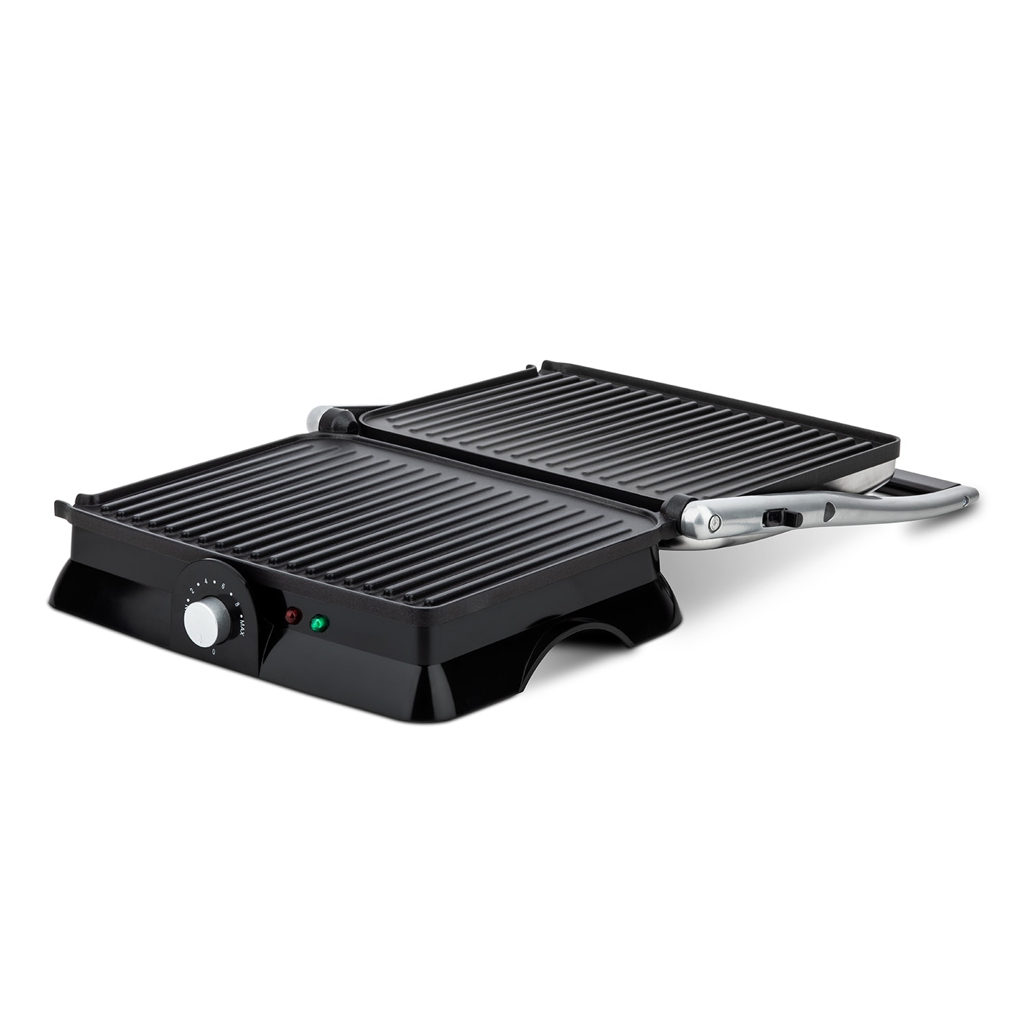 H.Koenig GR20 Kontaktgrill / vollst&auml;ndig aufklappbar / Antihaft-Beschichtung / stufenlose Temperatureinstellung / 2000 W / Edelstahl / silber - Bild 1