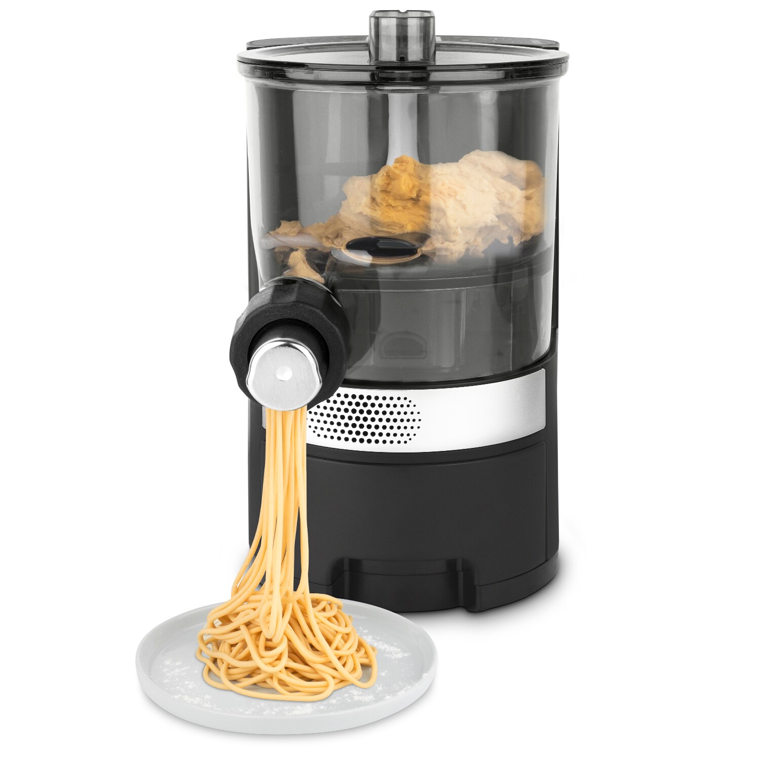 H.Koenig HOMY90 Nudelmaschine, 600 g, 375 ml Wasser, 6 automatische Programme, glutenfrei, integrierte Waage, 220 W, Schwarz - Bild 1