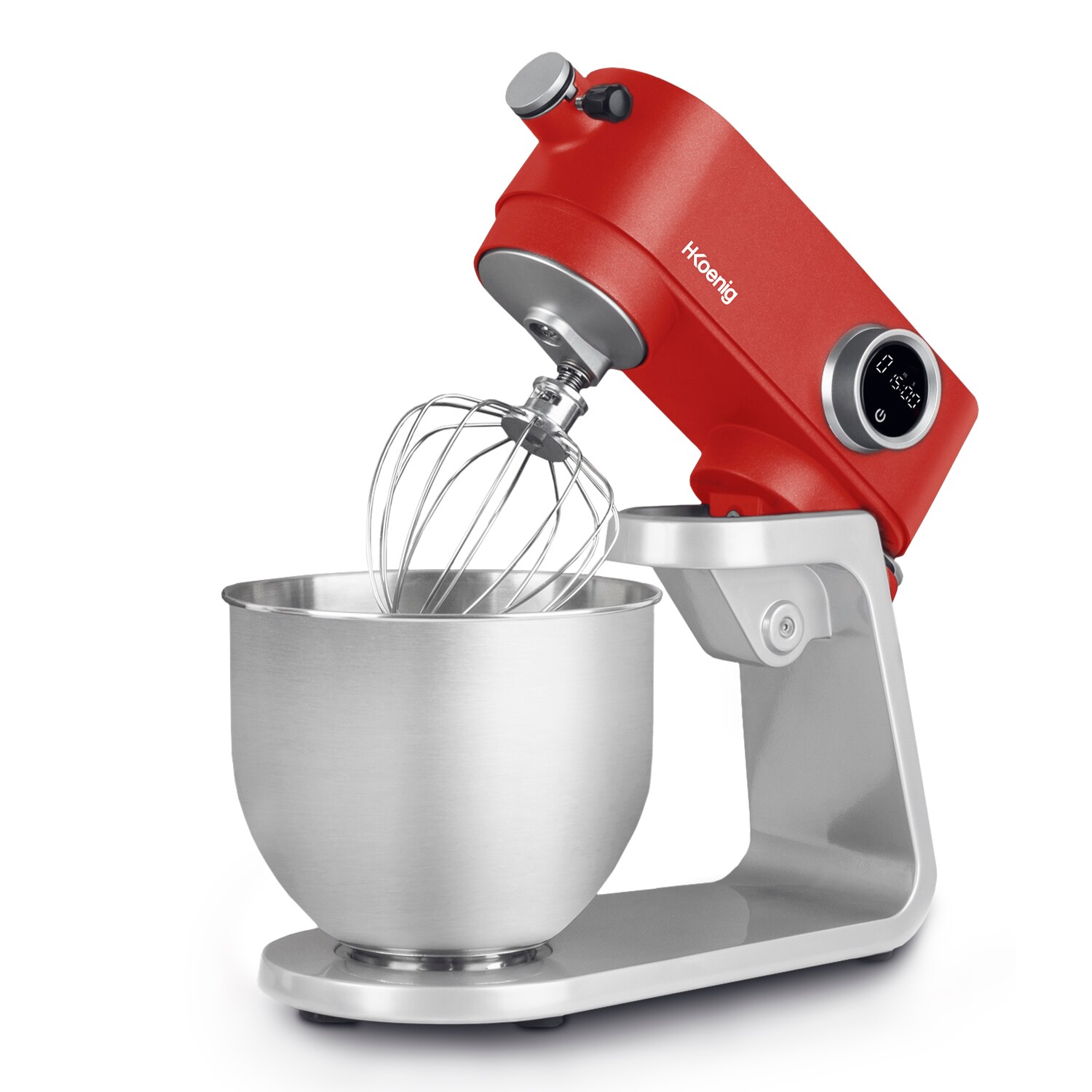 H.Koenig KM124 Küchenmaschine, professionell, multifunktionell, 5 l, Edelstahl, Mattrot, leistungsstark 800 W, Knetmaschine, 8 …