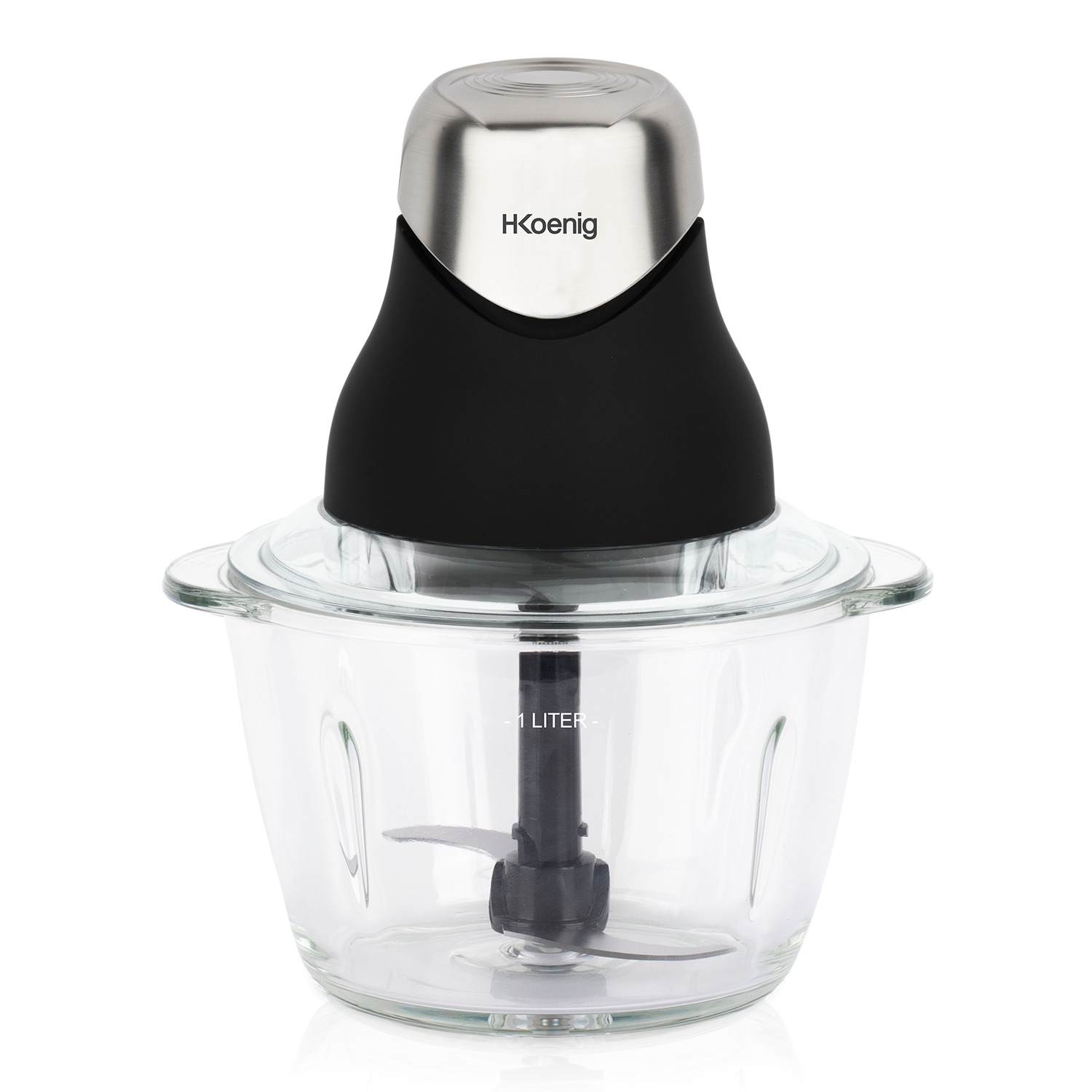 H.Koenig Mini elektrischer Fleischwolf LEO8 Widerstandsf&auml;hige Sch&uuml;ssel, Graduierte Glassch&uuml;ssel 1L, Edelstahlklingen - Bild 1
