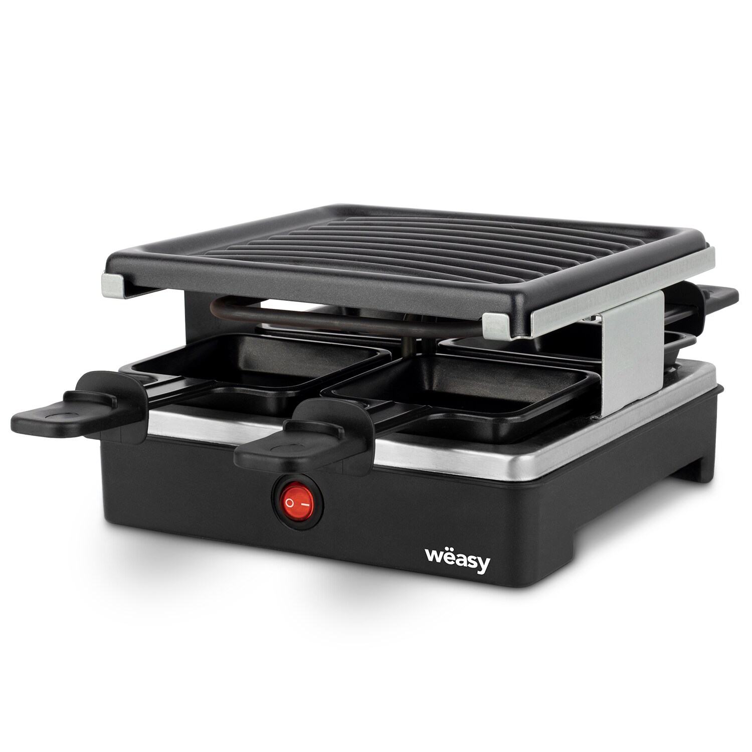 Raclette Gerät und Grill LUGA40, 4 Personen, Antihaftbeschictung, 600 W,  Edelstahl, schwarz
