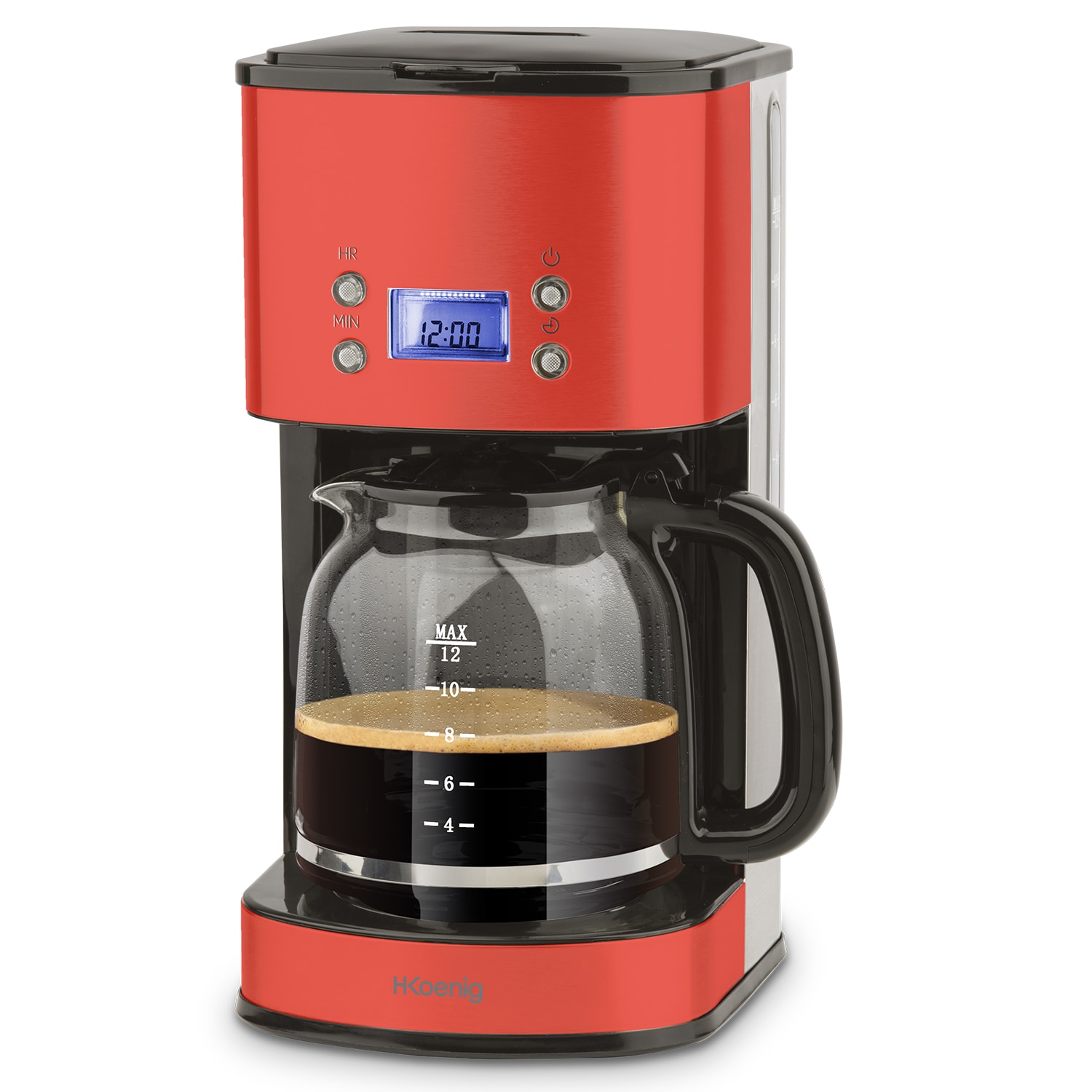 H.Koenig MG30 Kaffeefiltermaschine / 12-20 Tassen / 1,5 L / LCD Bildschrim / programmierbar / rot - Bild 1