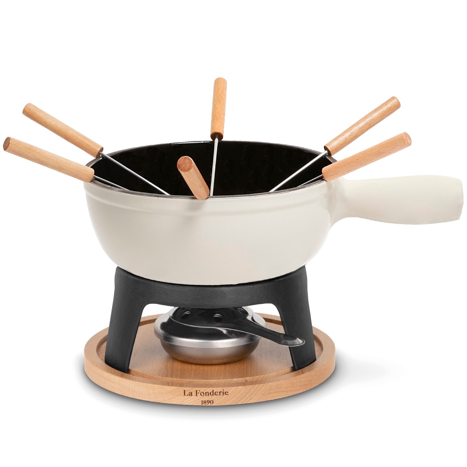 La Fonderie 1890 6-Personen Mont Blanc Fondue-Set aus Gusseisen, K&auml;se- und Schokoladenfondue, 6 Gabeln Kapazit&auml;t 1.8L - Bild 1