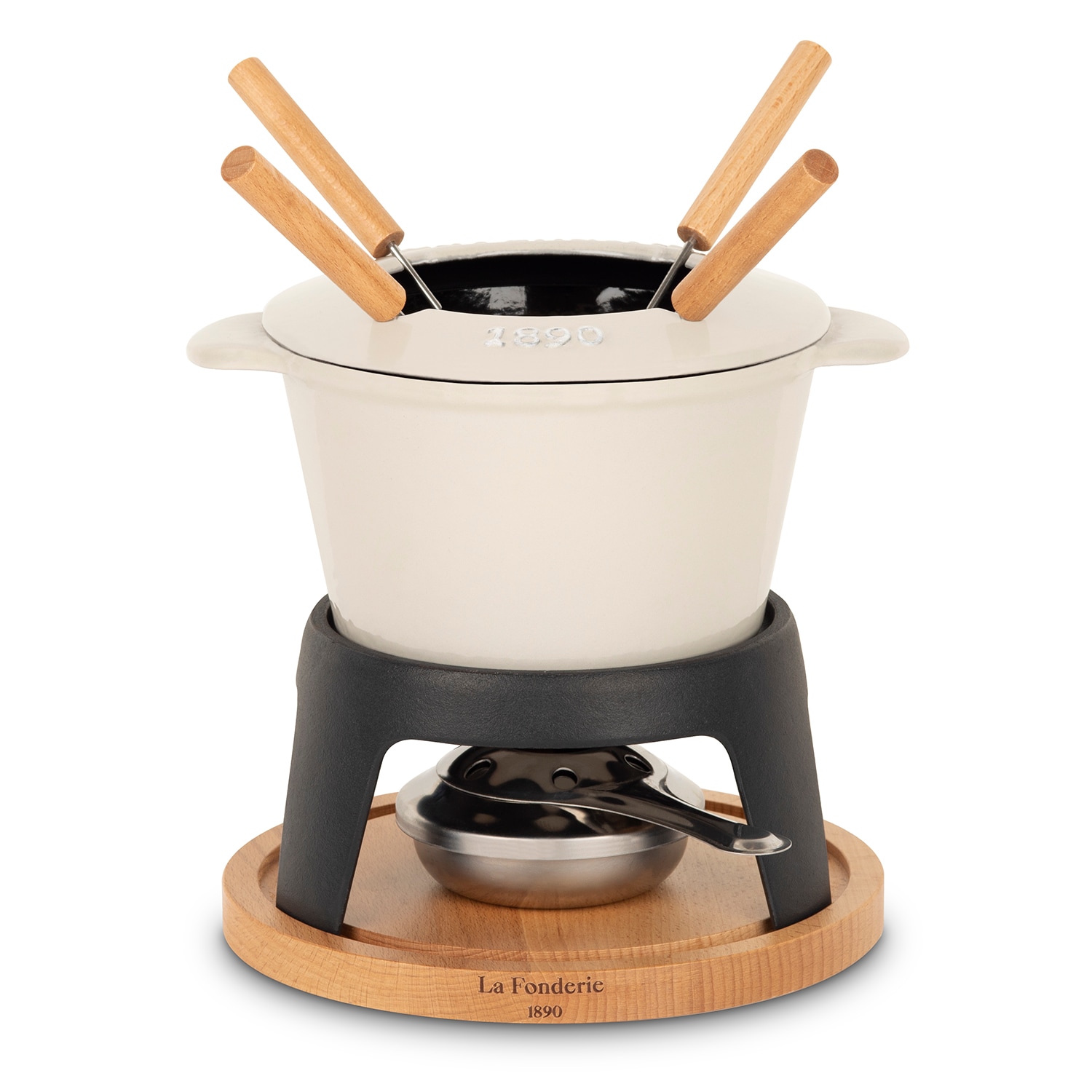 La Fonderie 1890 Mont Joly Fondue-Set aus Gusseisen f&uuml;r 4 Personen, spritzwassergesch&uuml;tzter Deckel, 4 Gabeln, Fassungsverm&ouml;gen 1,2 l - Bild 1