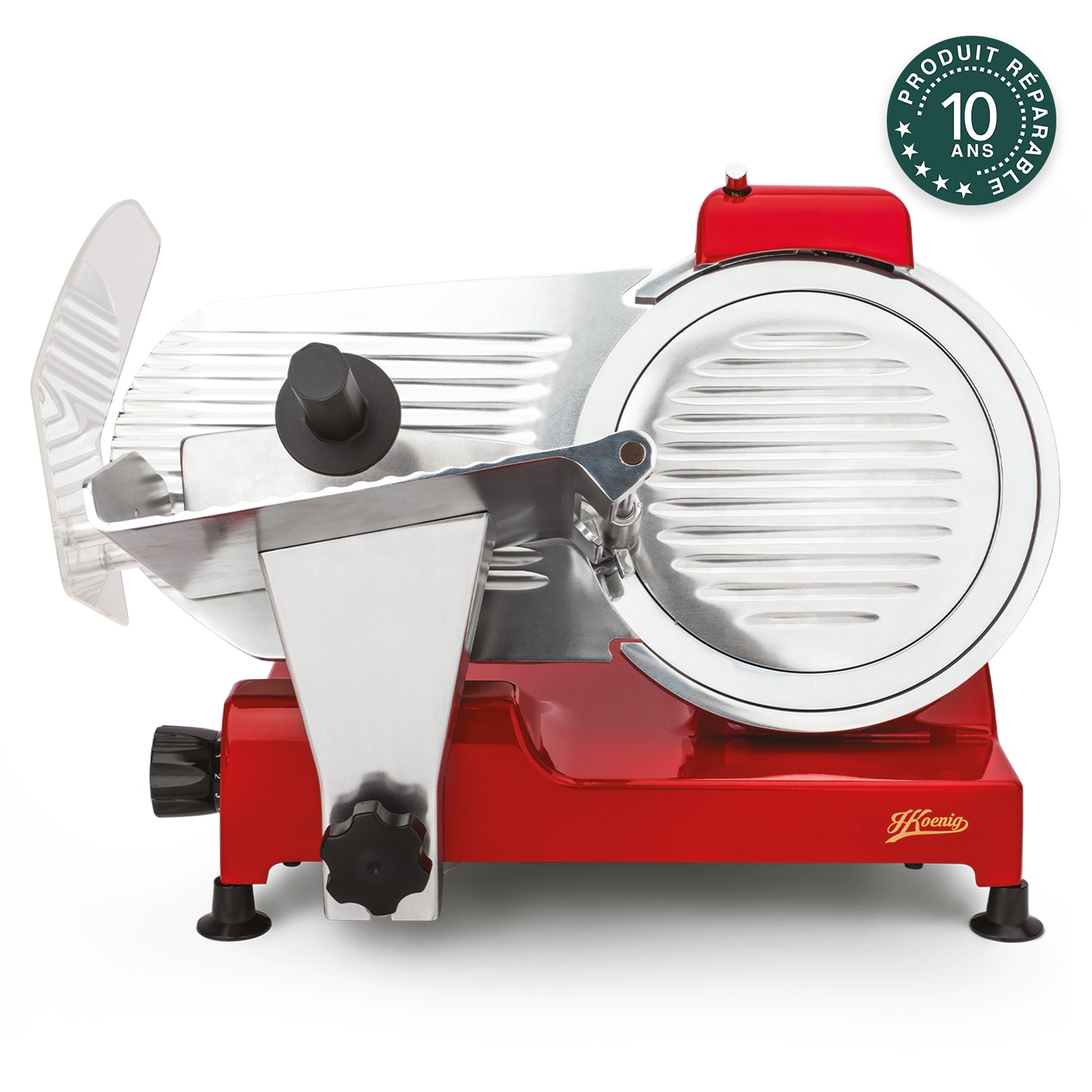 H.Koenig Elektrischer Allesschneider MSX254, Wurstwaren, professionell, Schnitt 0-12 mm, italienische Klinge 25 cm, eingebauter Schärfer, …