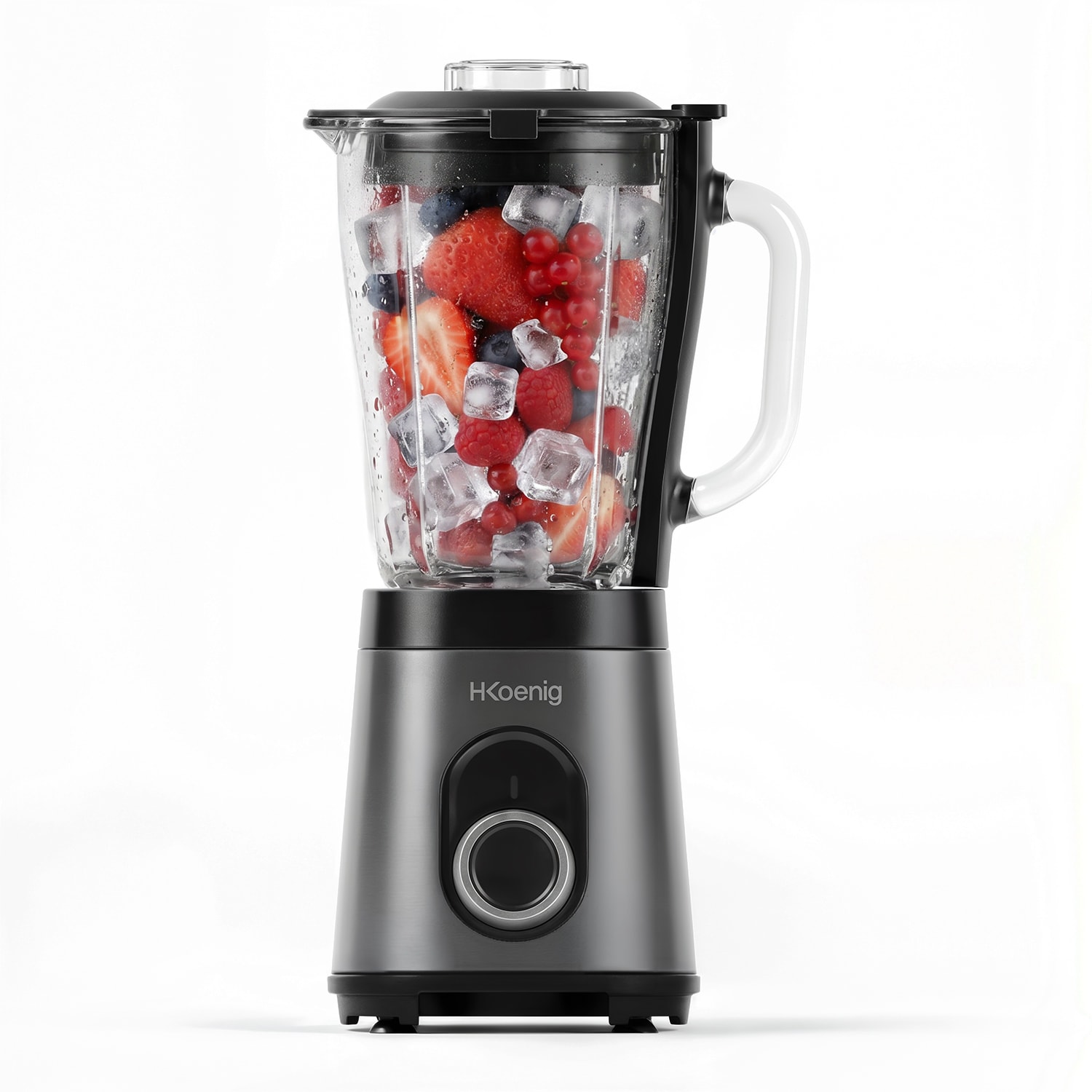 H.Koenig MXK36 Mixer, 1,5 l, 1000 W, leistungsstarker Standmixer mit Crush-Funktion, Glassch&uuml;ssel, 2 Geschwindigkeitsstufen + Puls, Geh&auml;use aus Edelstahl, Sicherheitsverriegelung, rutschfeste F&uuml;&szlig;e - Bild 1