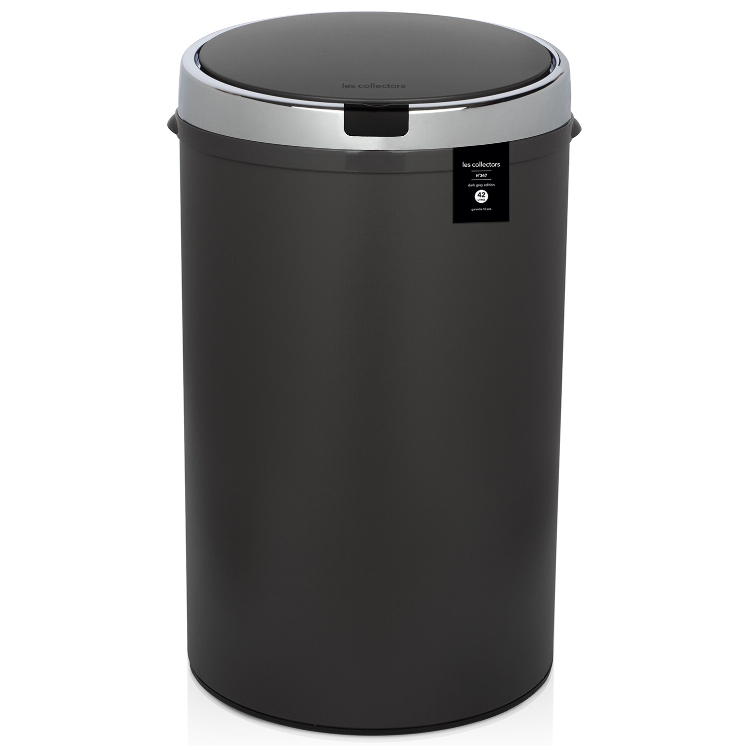 Les Collectors Sensor-Küchenabfalleimer N°347 / Sensor /Edelstahl/dunkelgrau, 42 L/Automatische Öffnung/leises Schließen/rund und praktisch
