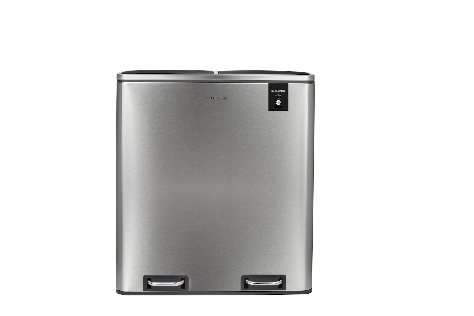 Les Collectors Küchen-Recycling-Behälter, N°904 / 60L / 2x30L / Mülltrennung / Edelstahl / Silber